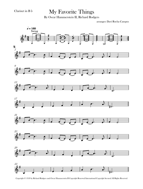 My Favorite Things (Arr. Davi Rocha Campos) - John Coltrane (Clarinet Solo)