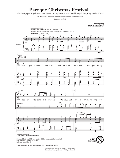 Baroque Christmas Festival (Medley) (Arr. Audrey Snyder) (Choral, SAB)