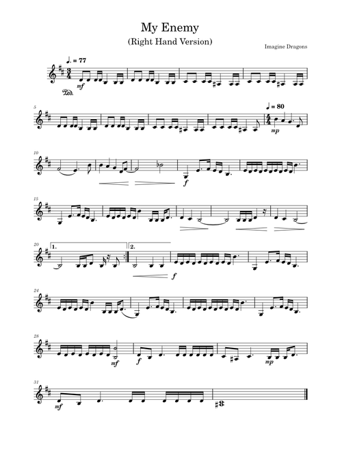 Enemy – Imagine Dragons Enemy(Right Hand Version)- Imagine Dragons
