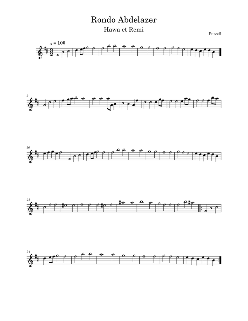 Rondo Abdelazer hawa remi Sheet music for Saxophone alto (Solo)