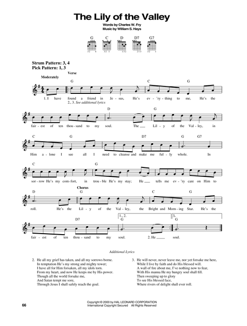The Lily Of The Valley - Charles W Fry, William S Hays (Easy Guitar)