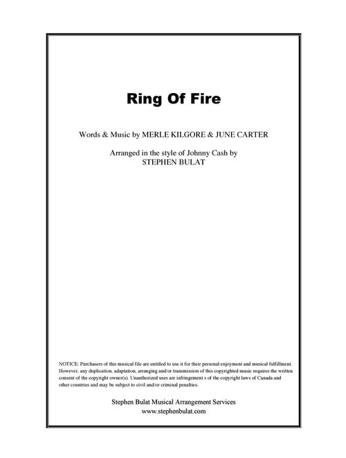 Ring Of Fire (Arr. Stephen Bulat) - Johnny Cash (Large Ensemble)