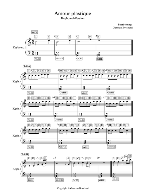 Amour Plastique (Arr. German Bosshard) - Ha Le (Easy Piano)