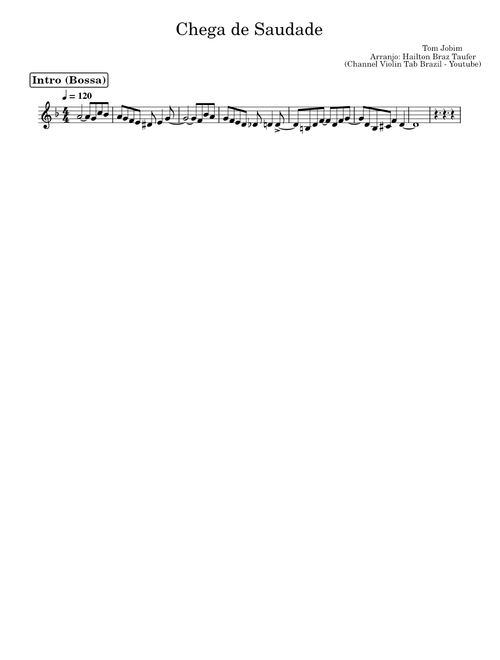 Chega de saudade – Tom Jobim (Channel Violin Tab Brazil - Youtube)
