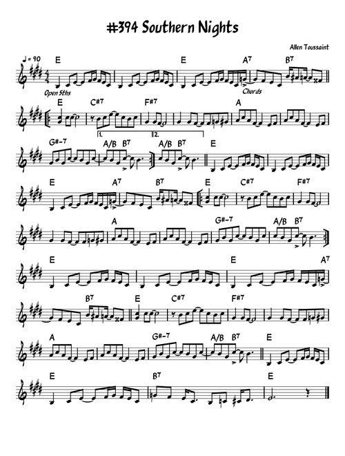 Southern Nights (Arr. arr. by John Fries) - Glen Campbell (Lead Sheet - Fake Book)