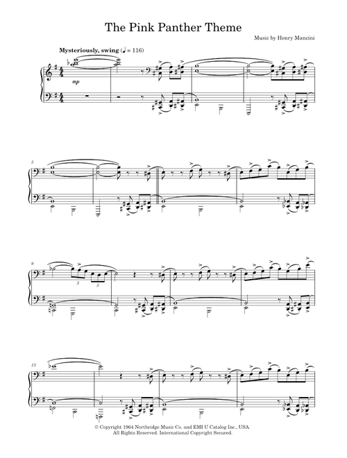 The Pink Panther - Henry Mancini (Piano Solo)