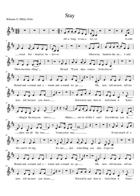 Stay Sheet Music By Rihanna Easy Piano 96861