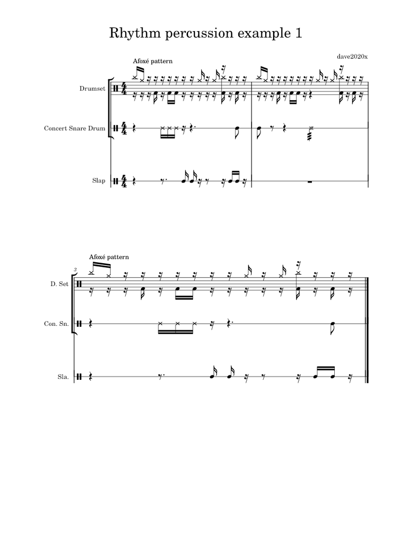 Drum set test+sambaexample Sheet music for Snare drum, Drum group