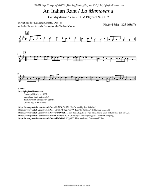 An Italian Rant / La Mantovana (TDM.Playford.Sup.I.02)