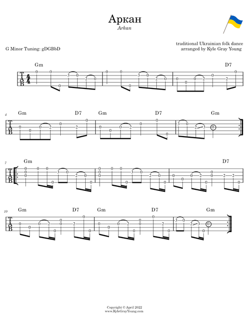 Аркан – Ukrainian Folk Song (5-string banjo tablature)