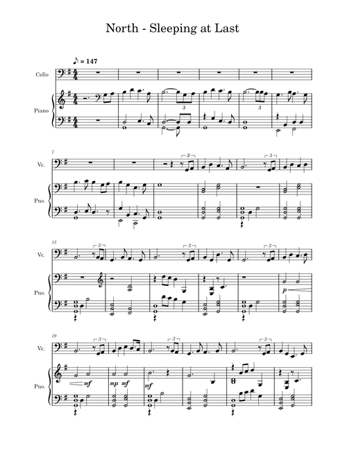 North - Sleeping at Last Cello