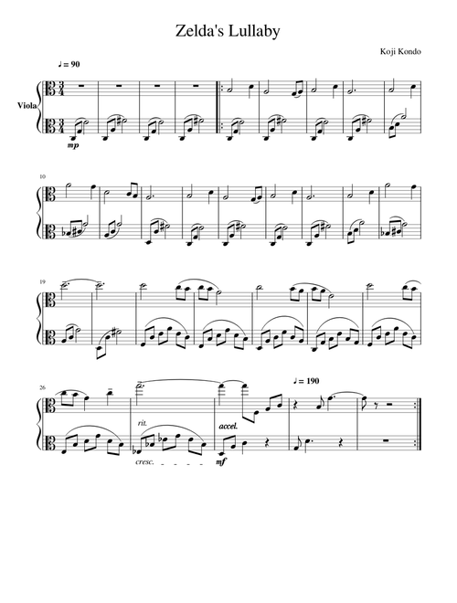 Zelda's Lullaby (Viola Duet or Viola Solo)