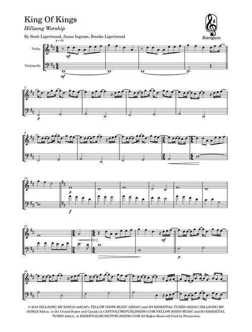 King Of Kings (Arr. Estreguin) - Hillsong Worship (Instrumental Duet)