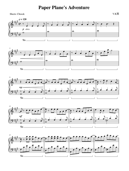 Paper Plane's Adventure – V.K 克 [Deemo] Piano cover by Chosok