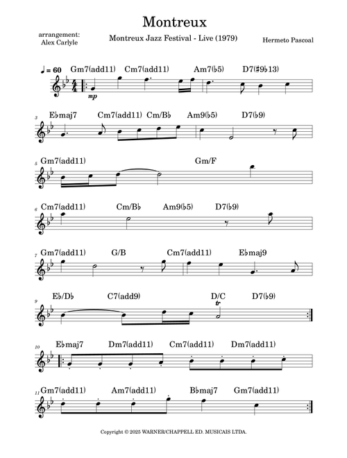 Montreux (Arr. Alex Carlyle) - Yana Purim, Hermeto Pascoal (Lead Sheet - Fake Book)
