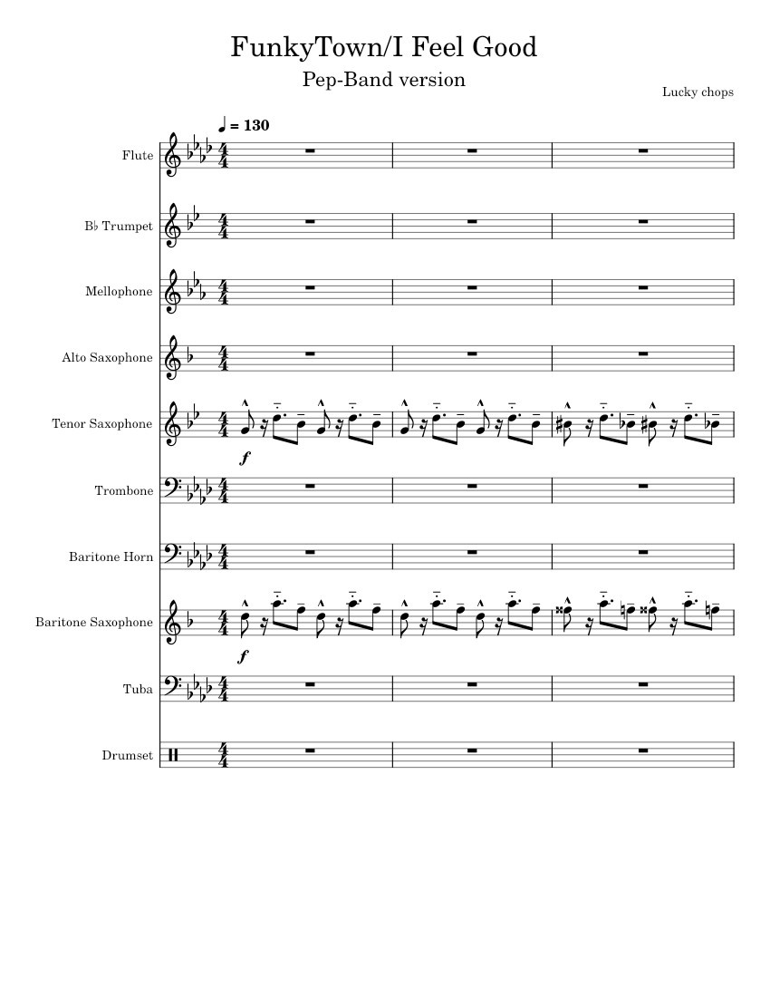Funkytown / I Feel Good Lucky Chops Funky Town Sheet music for