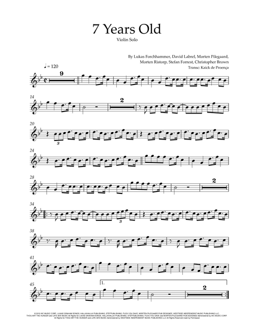 7 Years (Arr. Kaick de Proença) - Lukas Graham (Violin Solo)