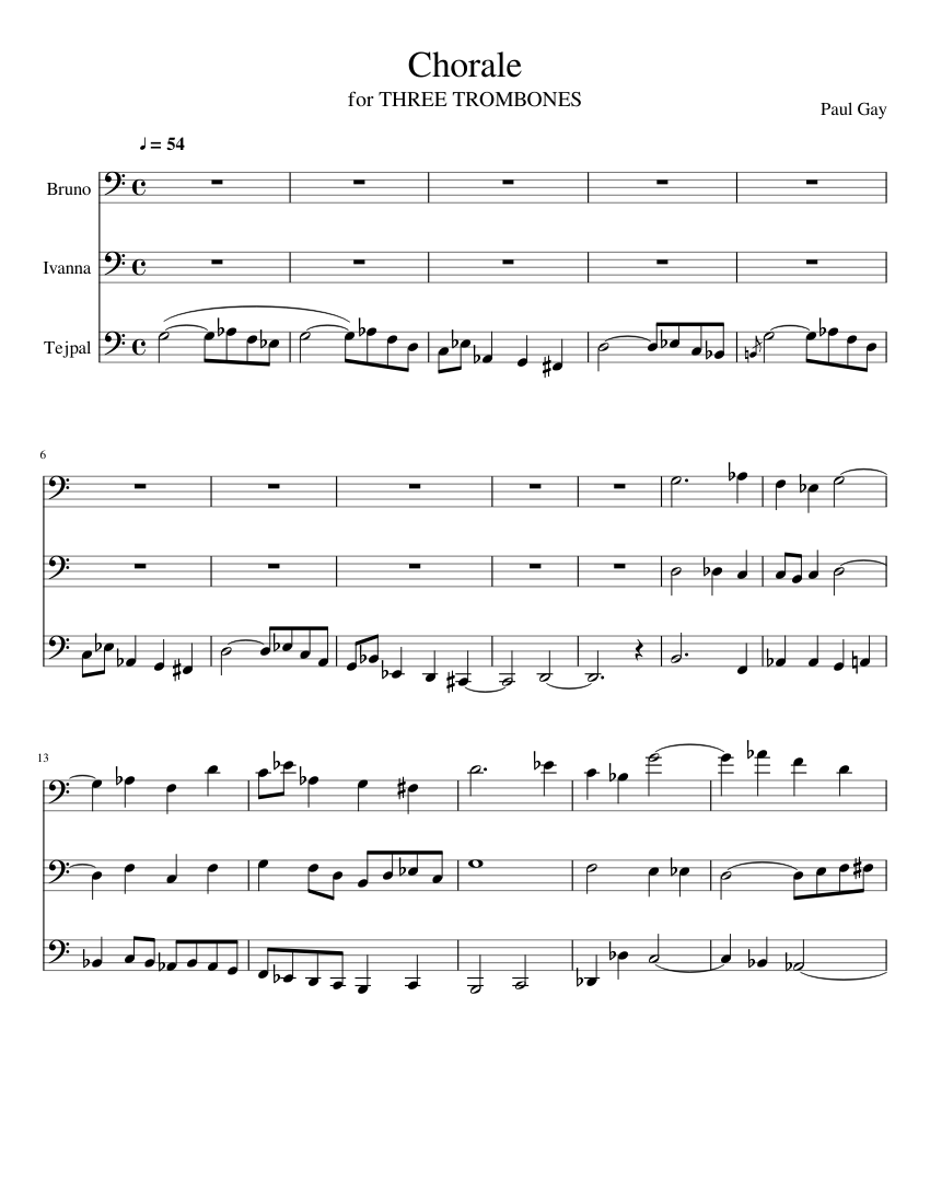 Chorale Sheet Music for Trombone tenor, Trombone bass (Mixed Trio ...