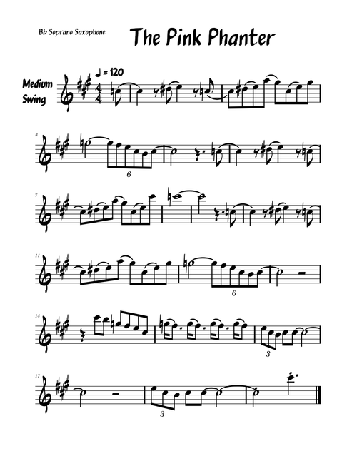 The Pink Panther Theme – Henry Mancini for Soprano Sax