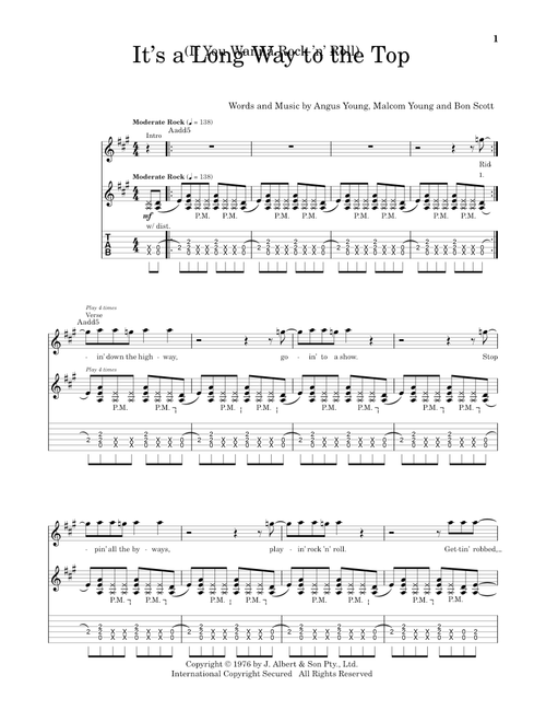 It's A Long Way To The Top (If You Wanna Rock 'N' Roll) - AC/DC (School of Rock - Guitar Tab)