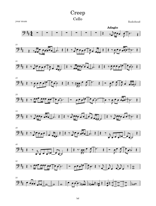 Creep – Radiohead Creep Radiohead -Cello