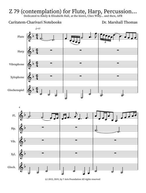 Z 79 (contemplation) for Flute, Harp, Percussion... - Celebrity Chamber Players (Small Ensemble)