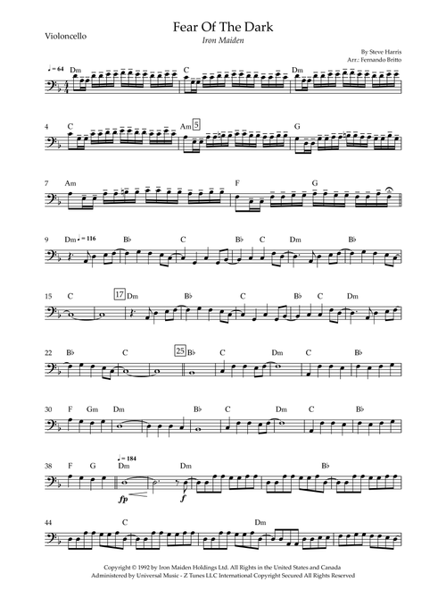 Fear Of The Dark (Arr. Fernando Britto) - Iron Maiden (Cello Solo)