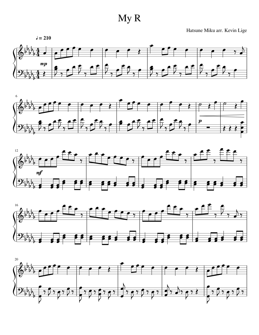 My R Sheet music for Piano (Solo)