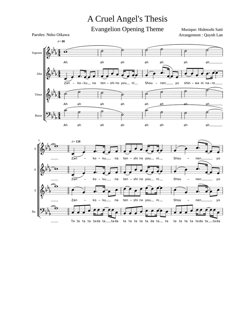 A Cruel Angel's Thesis - SATB Sheet Music for Soprano, Alto