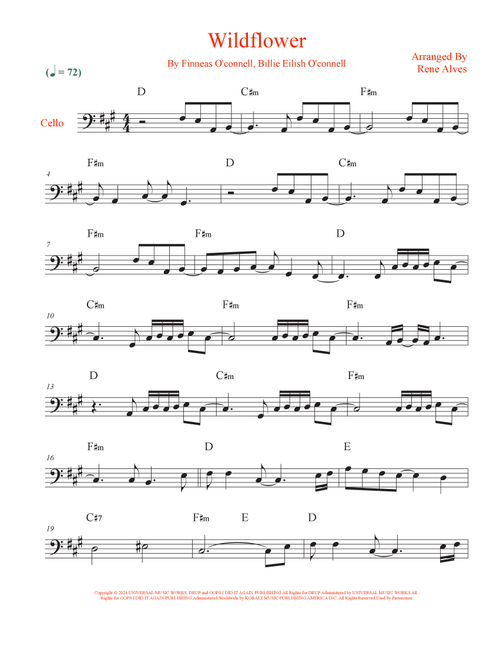 Wildflower (Arr. Rene Alves) - Billie Eilish (Cello Solo)
