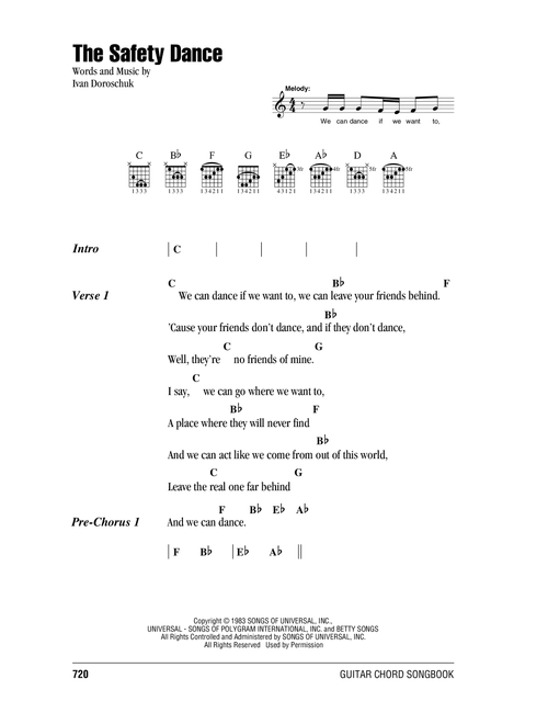 The Safety Dance - Men Without Hats (Guitar Chords-Lyrics)