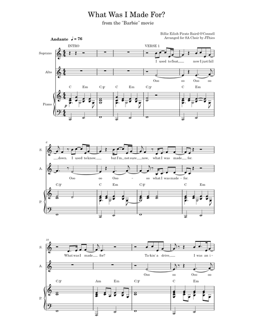 What Was I Made For? – Billie Eilish [Vocal Score]