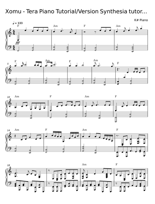 Tera Piano Tutorial - Xomu