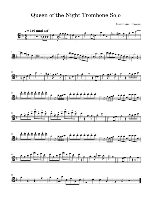 Queen Of The Night Aria Trombone Solo – Wolfgang Amadeus Mozart