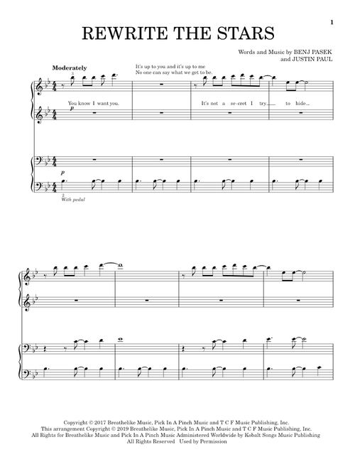 Rewrite The Stars (from The Greatest Showman) - Pasek & Paul, Benj Pasek, Justin Paul (Piano Duet)