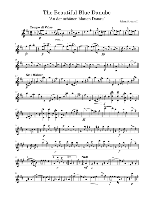 The Blue Danube Op. 314 – Johann Strauss Jr. The Beautiful Blue Danube Solo Violin