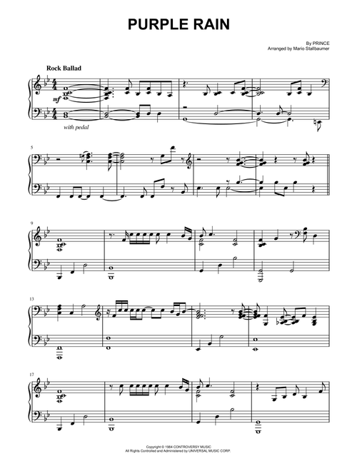 Purple Rain (Arr. Mario Stallbaumer) - Prince (Piano Solo)