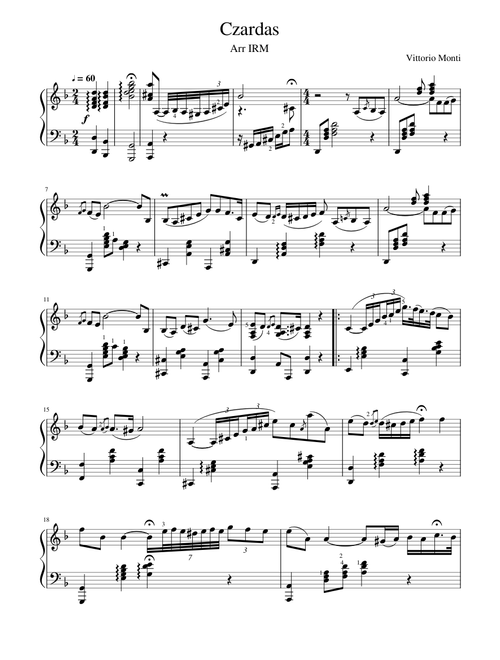 Czardas by Vittorio Monti, piano solo