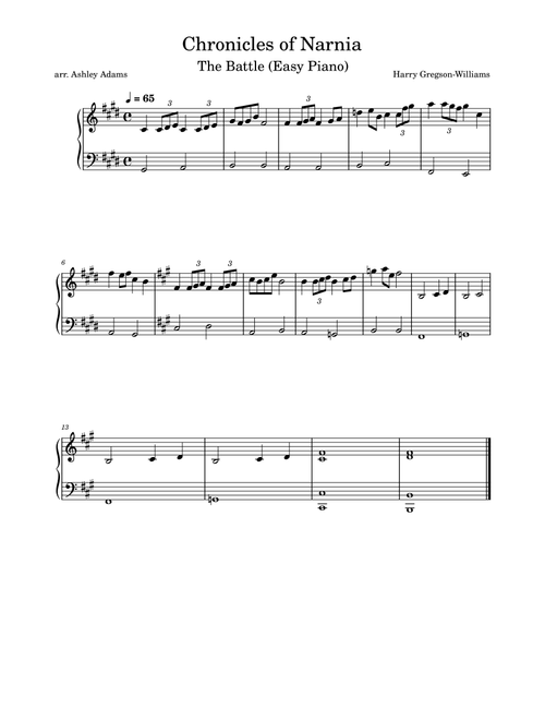 The Battle (Arr. Ashley Orwig) - Harry Gregson-Williams (Easy Piano)