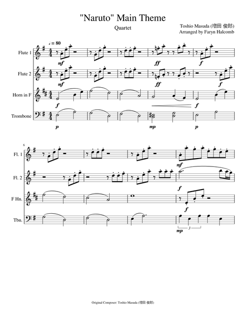 "Naruto" Main Theme (Slow Version) - Quartet