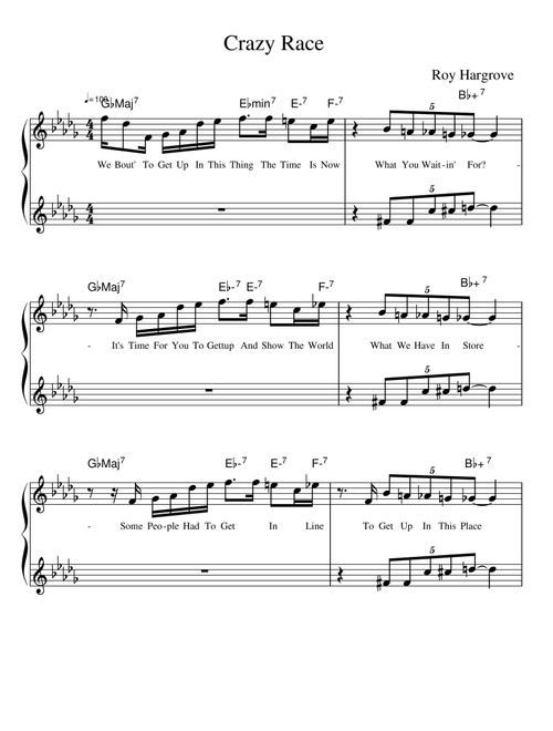 Crazy Race (Arr. Julian Horner) - Roy Hargrove (Lead Sheet - Fake Book)