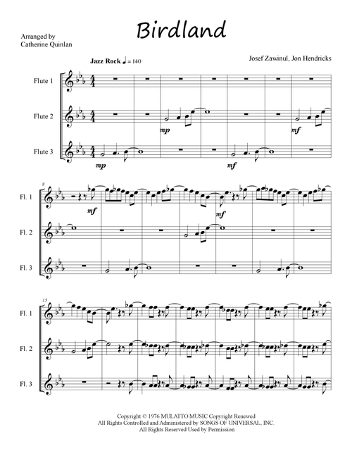 Birdland (Arr. Catherine Quinlan) - Manhattan Transfer (Woodwind Ensemble)