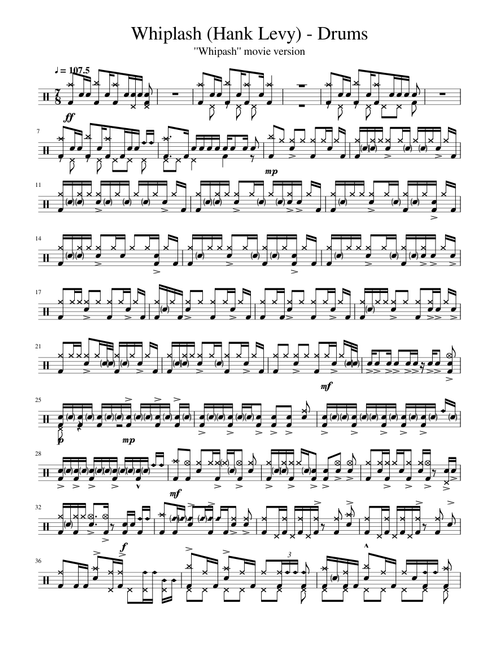 Whiplash – Hank Levy (Drums transcription of the Whiplash movie version)