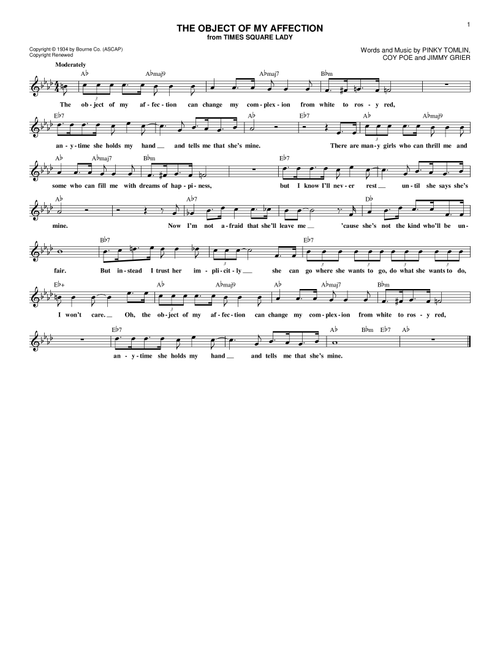 The Object Of My Affection - Coy Poe (Lead Sheet - Fake Book)