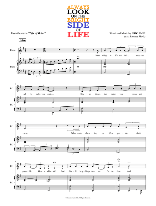 Always Look On The Bright Side of Life (Piano & Lyrics)
