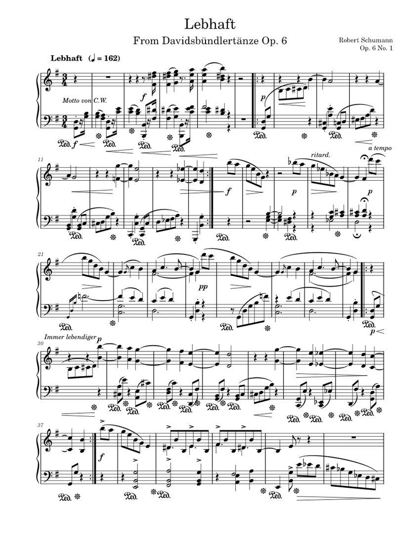 Davidsbündlertänze Op. 6 - Lebhaft (Robert Schumann) Sheet Music