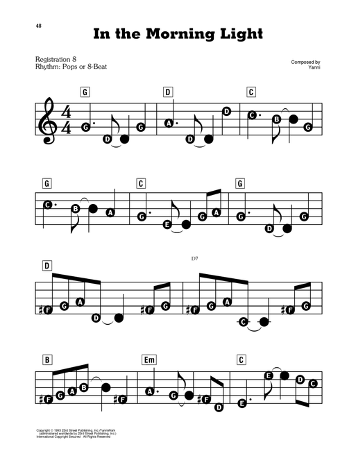 In The Morning Light - Yanni (E-Z Play Today)