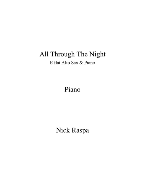 All Through The Night (Alto Sax & Piano) intermediate jazz - Piano part (Arr. Nick Raspa) - Traditional (Alto Sax and Piano)