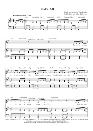 That's All — Genesis Sheet Music and Tab with Chords for Piano