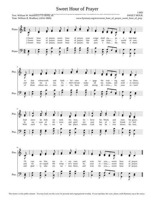 Sweet hour of prayer, sweet hour of prayer (Bradbury) - William B. Bradbury